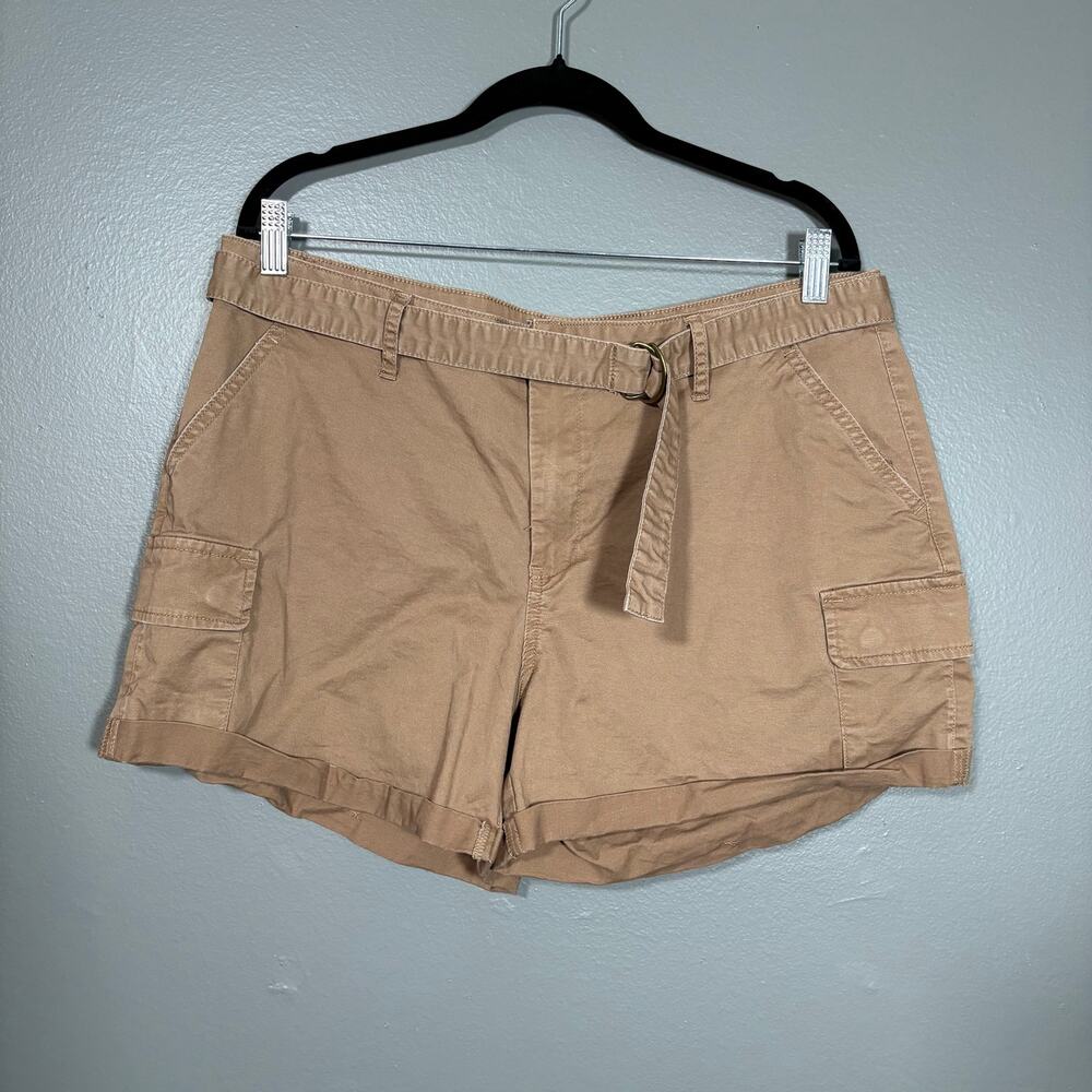 Time & Tru Brown Utility Gorpcore Cargo Mid Rise Shorts - 16 - Women's Plus Size